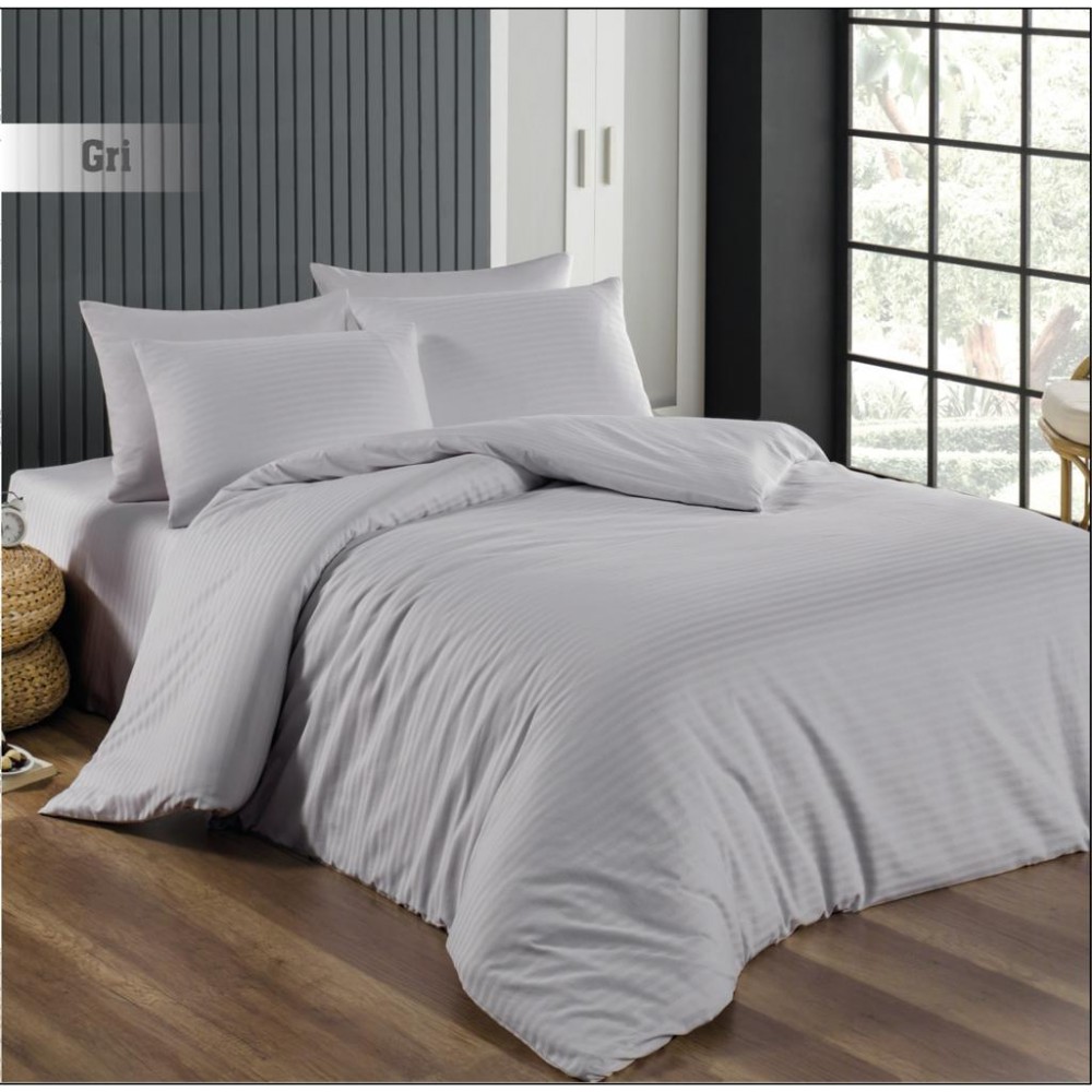 Saten Nevresim Takımı Gri